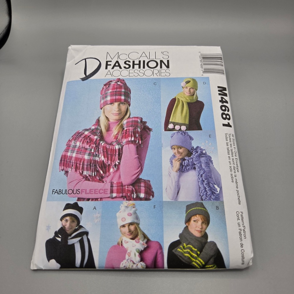 McCall's M4681 Fashion Accessories Sewing Pattern Hats Scarves Mittens Fleece